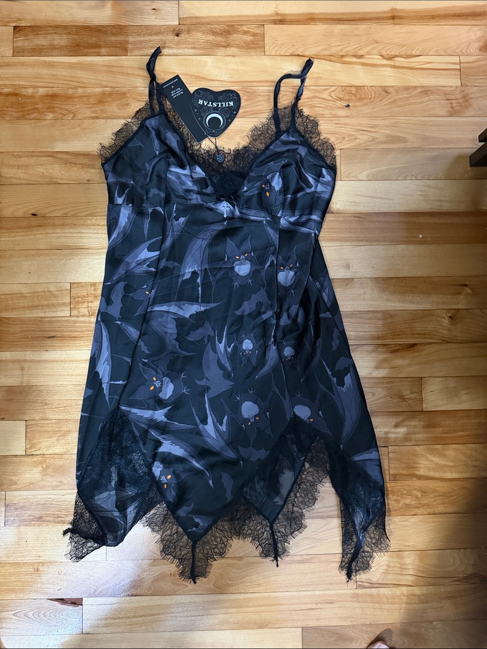 Killstar Bat Lace-Trim Slip Dress